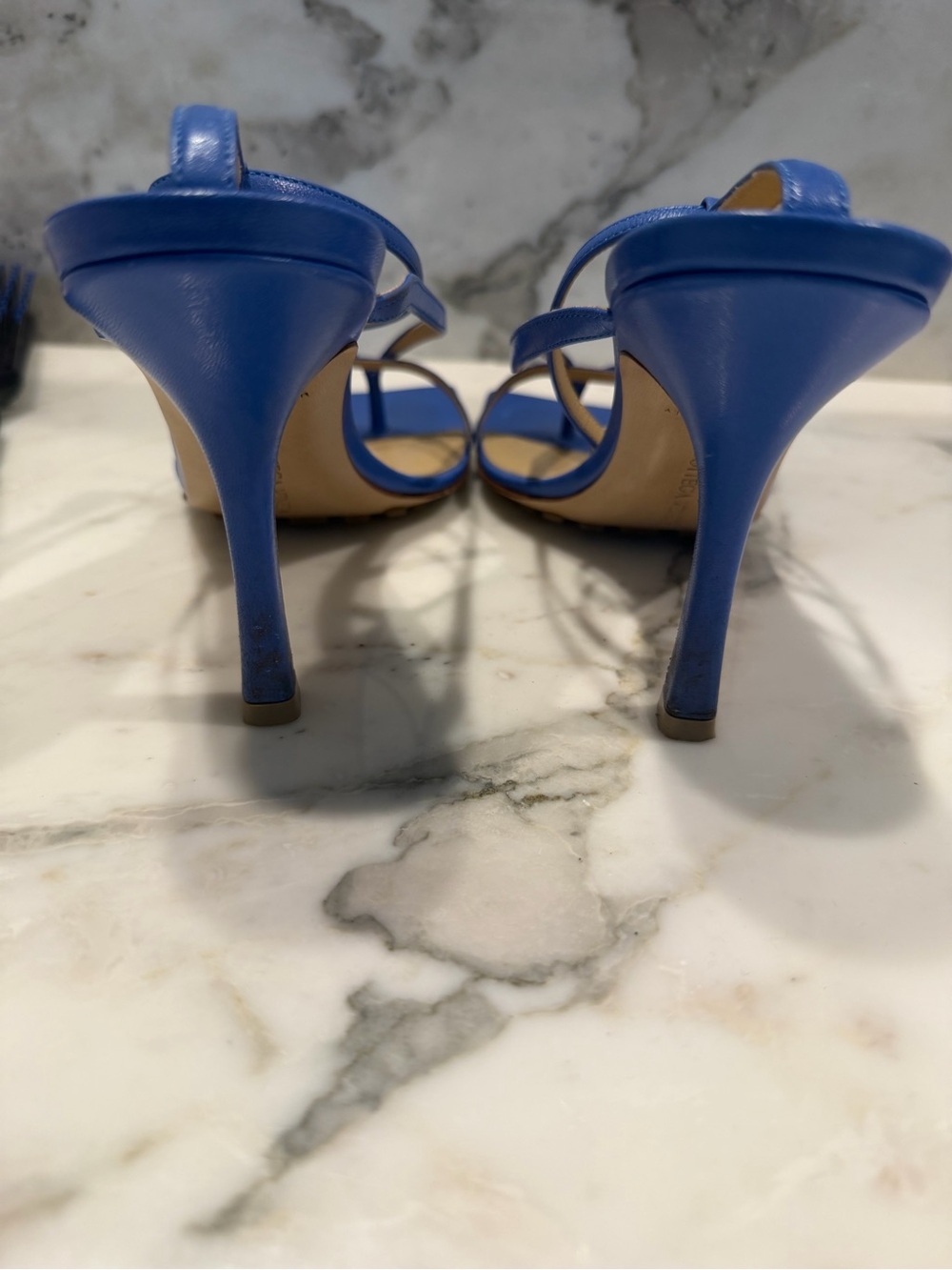 Bottega Veneta Electric Blue Leather Strappy Heels - Picture 2 of 3